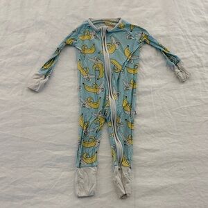Little Sleepies Blue One-Piece with Yellow Banana Print